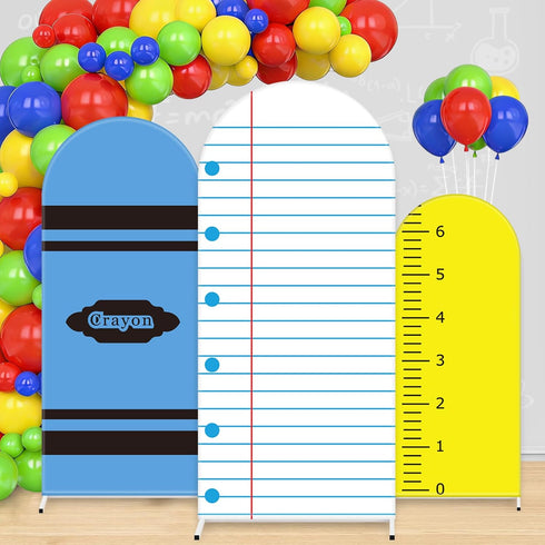 JarThenaAMCS 3Pcs Back to School Arch Backdrop Covers Crayon Ruler Notebook Arch Stand