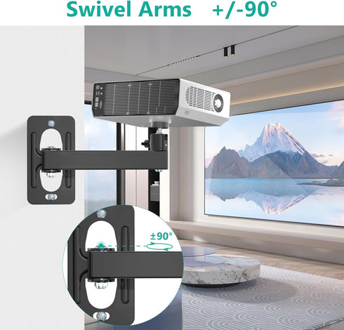 WALI 1/4" M4 M6 4.4lbs 1330LM-PMS, Mini Projector Wall Mount, Full Motion Adjustable Bracket for Screws, Hanging Holder