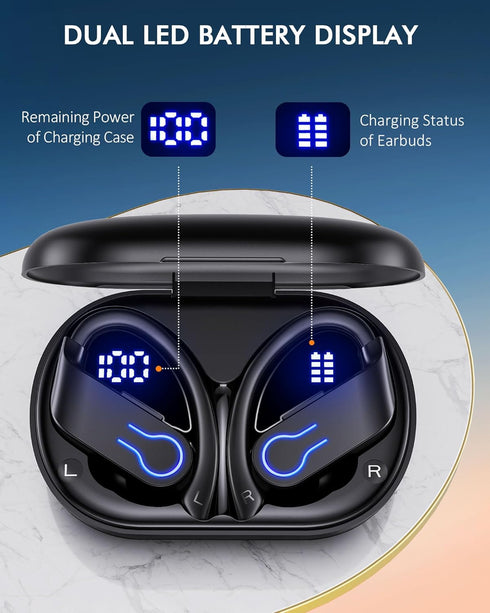 Wireless Bluetooth Earbuds, 120H Playtime Bluetooth 5.3 Ear Buds with LED Display Charging Case