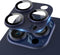 iPhone 15 Pro Max Camera Lens Protector - Full Coverage Metal, 9H Tempered Glass, Case Friendly, Titanium Blue.