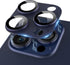 iPhone 15 Pro Max Camera Lens Protector - Full Coverage Metal, 9H Tempered Glass, Case Friendly, Titanium Blue.