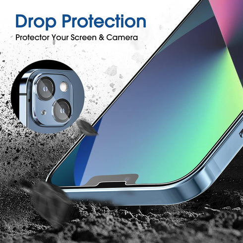 amFilm OneTouch Screen Protector for iPhone 13 & 13 Pro (6.1", 2021) - Tempered Glass, Full Coverage, Easy Install, 2+2
