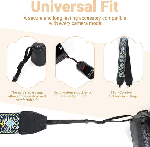 Zwxejcb Camera Strap Neck Shoulder Strap with Quick Release Buckles for DSLR SLR