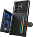 Samsung Galaxy S22 Ultra Case Black, Heavy Duty Shockproof Rugged Soft TPU Leather Flip Wallet Cover with Card Holder,
