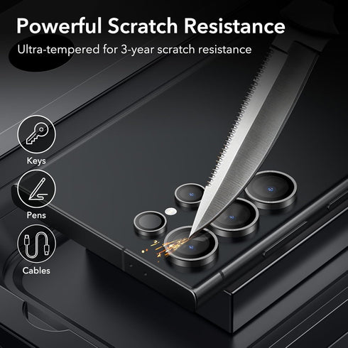 ESR Camera Lens Protector for Samsung Galaxy S24 Ultra, Ultra-Thin Tempered Glass, Scratch-Resistant, 2 Sets, Black.