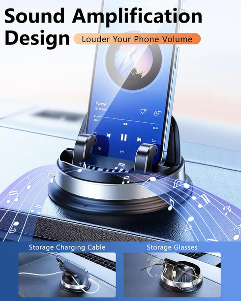 Multifunctional Dash Cell Phone Car Mount, 360 Rotatable Non-Slip Mat Universal Holder for iPhone, Samsung, Google
