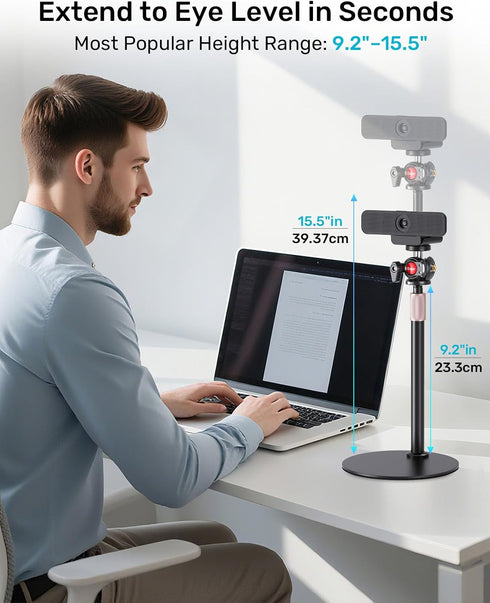 Etour 360 C922 C930e C920 C615 C960 4K N60, 1/4" Webcam Tripod Stand for Desk, Newly Upgraded Small Base & Ballhead