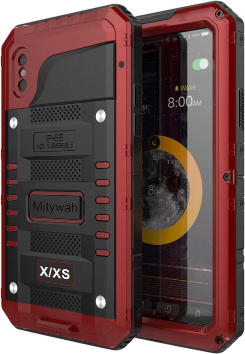 Mitywah Waterproof Case Compatible with iPhone X/XS, Full Body Protective Cover with Shockproof Military Grade Defender
