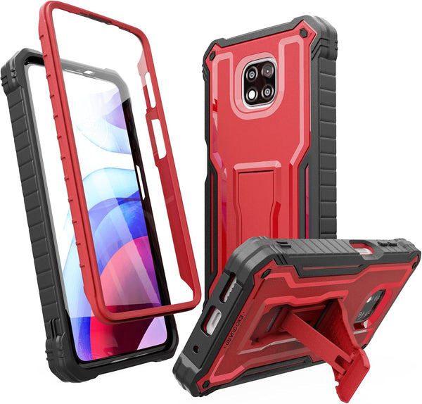ExoGuard Rubber Shockproof Full-Body Case for Moto G Power 2021, Built-in Screen Protector and Kickstand