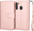 Njjex Wallet Case for Samsung Galaxy A21, 2020, Rose Gold, PU Leather with 9 Card Slots, Detachable Kickstand & Lanyard