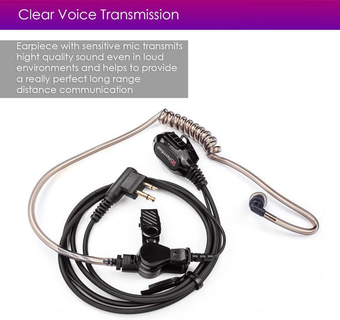 Acoustic Tube Earpiece with Mic for Motorola Walkie Talkies, Compatible with Motorola 2 Way Radios (Black)