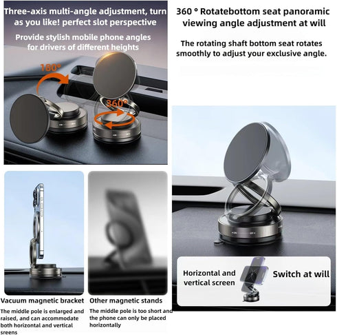 Generic 361 Vacuum Magnetic Car Phone Holder Adjustable Foldable Portable Magnetic Phone Holder for Car