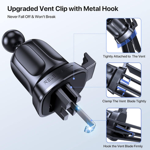 Miracase 3-in-1 Cell Phone Holder for Car, Universal Mount for Dashboard, Air Vent, Windshield, Compatible with iPhone