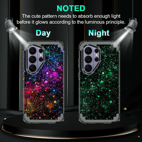 Miqala S26 S26 5G,Colorful for Galaxy Ultra Case,Glow in The Dark Three Layer Heavy Duty Shockproof Protection Hard