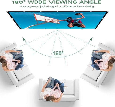 AAJK 120 inch, 16:9 Outdoor Projector Screen Washable Projector Screen Foldable Anti-Crease Portable Projector Movies