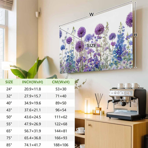 Trosturdspn 55 Inch Watercolor Floral Indoor TV Cover LCD TV Screen Protector Stretchable Television Dust Cover Spring