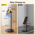 GMETAL Desktop Phone Stand, Adjustable Height & Angle Holder, Compatible with iPhone, Samsung, Android Smartphones