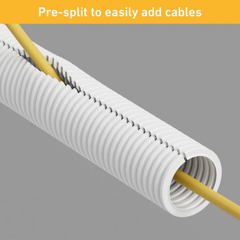 D-Line White 43in Cable Sleeve, Flexible Wire Protector Tubing, 1.26in Diameter
