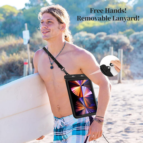 MoKo Waterproof Tablet Case for Fire HD 10, iPad 10th, iPad Pro 11, Galaxy Tab S6/S7 - Stand Holder Dry Bag