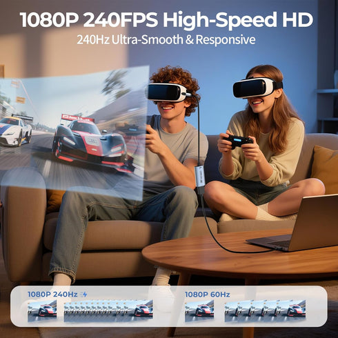 Guermok 4K@60FPS 90 3.3ft, 2K@144PS 3.0 Quest3, PS5/4, Switch2/1, Video Capture Card, USBC, USB HDMI to USB C/A Capture