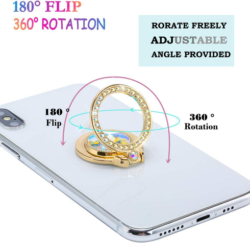 Glitter Bling Bling Phone Ring Holder, Sparkle Phone Ring Artificial Diamond Kickstand for Almost All Phones, Pad (Gold)