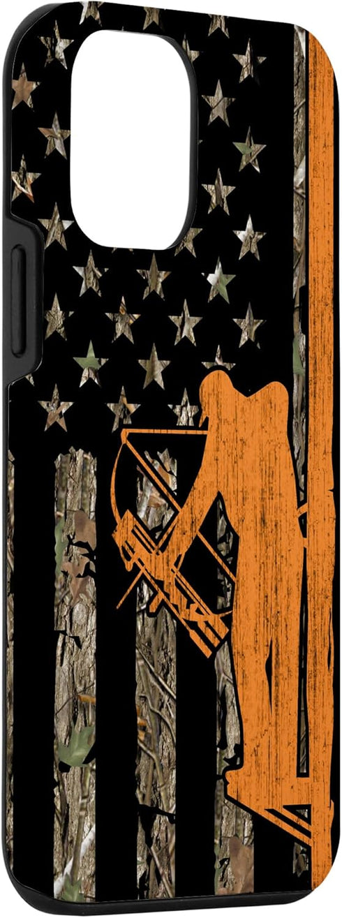 Bow Hunting Tree Stand Deer Hunter American Flag Camouflage Case for iPhone 12 mini