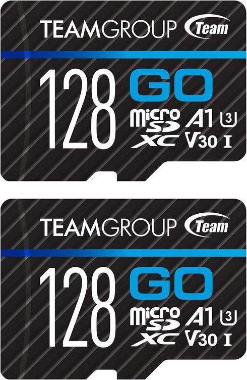 TEAMGROUP GO 128GB x 2 PACK Micro SDXC UHS-I U3 V30 for GoPro & Action Cameras, High Speed with Adapter