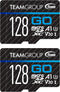TEAMGROUP GO 128GB x 2 PACK Micro SDXC UHS-I U3 V30 for GoPro & Action Cameras, High Speed with Adapter