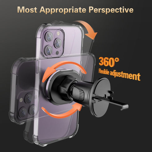 Magnetic Car Mount Air Vent Cell Phone Holder, Universal Vehicle Dash Stand with Clip Hook for iPhone, Samsung, Google