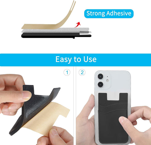 SS Card Holder for Phone Case, Phone Wallet Stick on Adhesive Silicone Cell Phone Pouch, Suitable for iPhone, Samsung