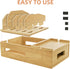 ZOOFOX Bamboo Charging Station for Multiple Devices, Desk Docking Station with Removable Divider Slots and Drawer
