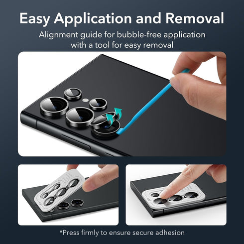 ESR Camera Lens Protector for Samsung Galaxy S24 Ultra, Ultra-Thin Tempered Glass, Scratch-Resistant, 2 Sets, Black.