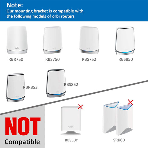 Wall Mount for Netgear Orbi WiFi 6 Router, Sturdy Metal Stand Compatible with RBK753, RBK852 & More (2 Pack)