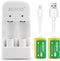 AOBOO 2pcs CR15H270 3V CR2 300Mah Rechargeable Battery with USB Charger,for Photo camera