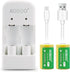 AOBOO 2pcs CR15H270 3V CR2 300Mah Rechargeable Battery with USB Charger,for Photo camera