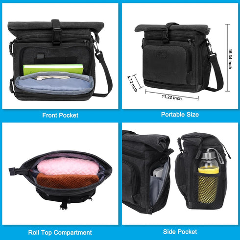 MOSISO Black Camera Crossbody Shoulder Messenger Bag, DSLR/SLR/Mirrorless Photography Case with Expandable Compartment