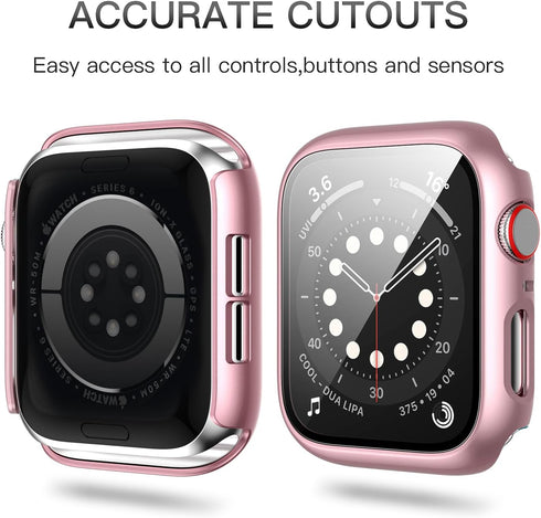 Haojavo 5 Pack Case with Tempered Glass Screen Protector for Apple Watch Series 9 8 7 41mm, Slim Fit Cover