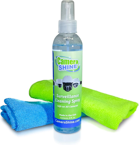 Surveillance Camera Cleaning Kit - Includes 8oz Specialty Cleaning Solution & Reusable Micro-Fiber Towel for