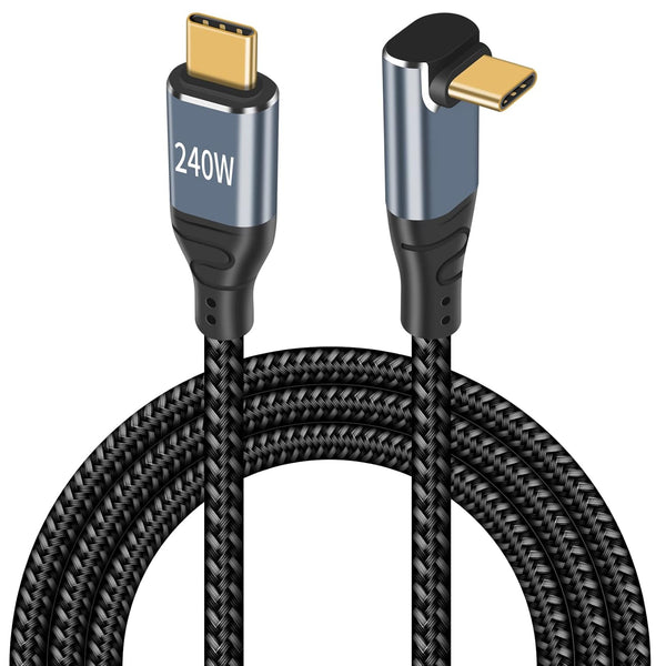 Poyiccot 240W USB C Cable 90 Degree, 10ft Type C to Type C, PD 3.1 240W Charger Cable with E-Mark Chip for MacBook,