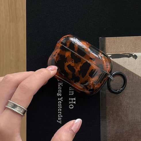 aaknhen 3rd Generation(2025) 3,Tortoise) Leopard Cheetah Print Case for AirPods Pro with Keychain Tortoiseshell Animal