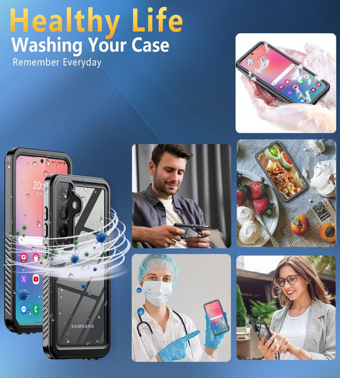 IP68 Waterproof Dustproof Case for Samsung Galaxy S24 - Shockproof with Screen Protector for Galaxy S24 (Black)