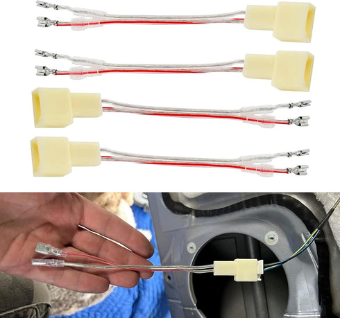 MLY 4 PCS Car Door Speaker Wiring Harness Adapter, Plug and Play with