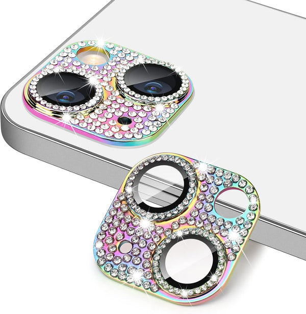 Camera Lens Protector for iPhone 13 & iPhone 13 Mini, Bling 3D Rhinestone Sparkle Diamond 9H Tempered Glass Cover