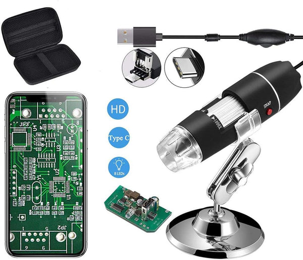 Original 40-1000X USB Microscope with Portable Carrying Case, Digital Magnification Endoscope Camera for Android,