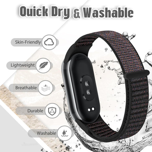 Nylon Sport Band for Xiaomi Mi Band 8, Soft Adjustable Braided Solo Loop Replacement Wristband for Women Men, 3pcs