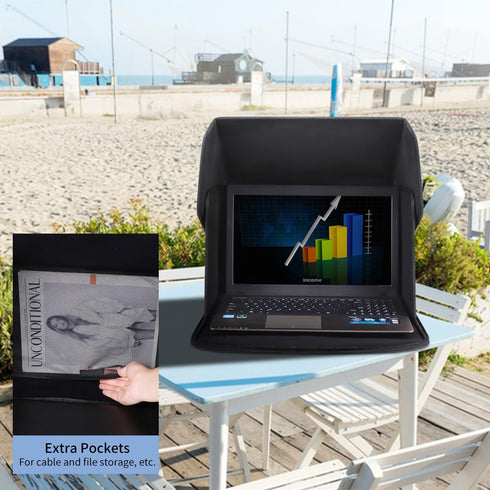 TUSIASC 12-14inch Laptop Sun Shade,Laptop Sun Shade for Working Outside,Foldable and Portable Screen Sun Glare Shield