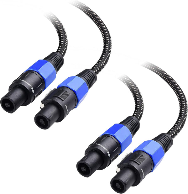 Cable Matters 2-Pack Premium Braided 12AWG Speaker Cable 3 ft, Compatible with Speakon NL4FC Port