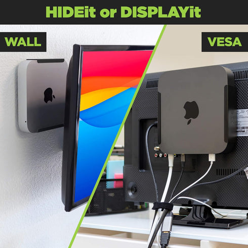 HIDEit Mounts MiniU Bracket for Mac Mini, Steel Wall Mount, Under Desk Mount, Compatible with Mac Mini M1