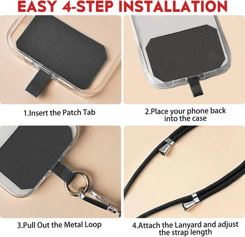 RCHQOUTOR Phone Lanyard for Cellphone Case, Adjustable Crossbody Phone Strap with Tether Tab & Carabiner Clips