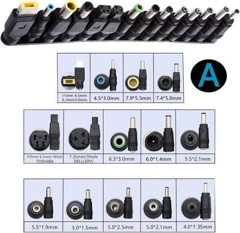 Laptop DC Power Adapter Kits 41 PCS Universal 5.5 mm x 2.1 mm DC AC Power Adapter Tips Connector for Thinkpad Power Supply Plug Jack Sets
